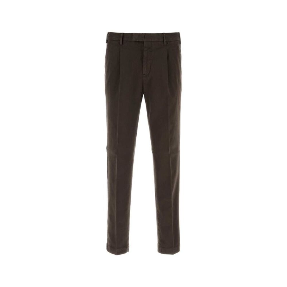 Pt Torino Men Brown Stretch Cotton Pant